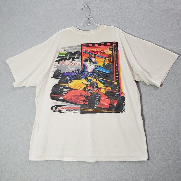 VINTAGE Toyota The 500‎ 1999 Men T-shirt 2XL White California Speedway READ - Picture 1 of 15